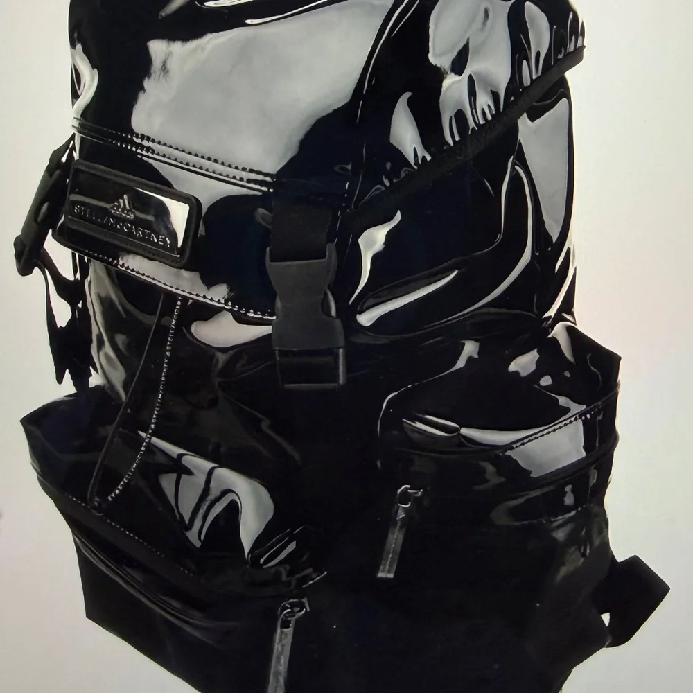 Adidas By Stella McCartney Black Patent and Mesh BackPack - Picture 2 of 4